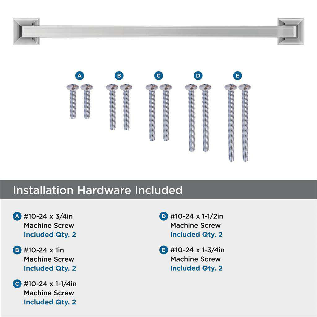 AMEROCK Mulholland Appliance Pulls in Polished Chrome 12" BP5353226 Installation Hardware