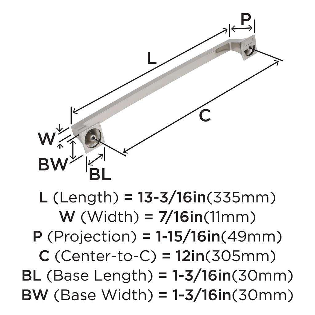 AMEROCK Mulholland Appliance Pulls in Polished Nickel 12" BP53532PN Specs