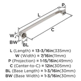 AMEROCK Mulholland Appliance Pulls in Polished Nickel 12" BP53532PN Specs
