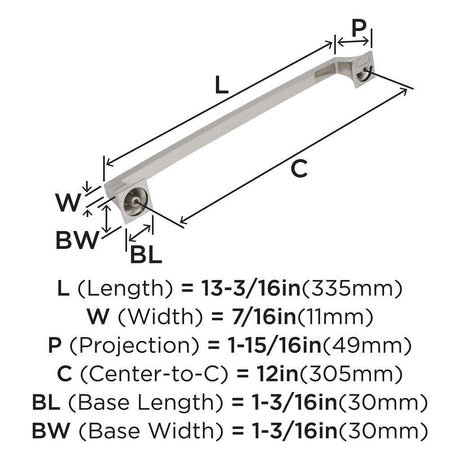 AMEROCK Mulholland Appliance Pulls in Polished Nickel 12" BP53532PN Specs