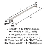 AMEROCK Mulholland Appliance Pulls in Polished Nickel 18" BP53533PN Specs