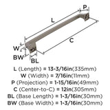 AMEROCK Mulholland Appliance Pulls in Satin Nickel 12" BP53532G10 Specs