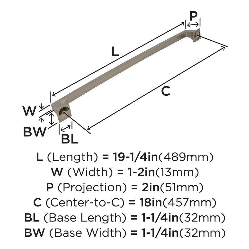AMEROCK Mulholland Appliance Pulls in Satin Nickel 18" BP53533G10 Specs