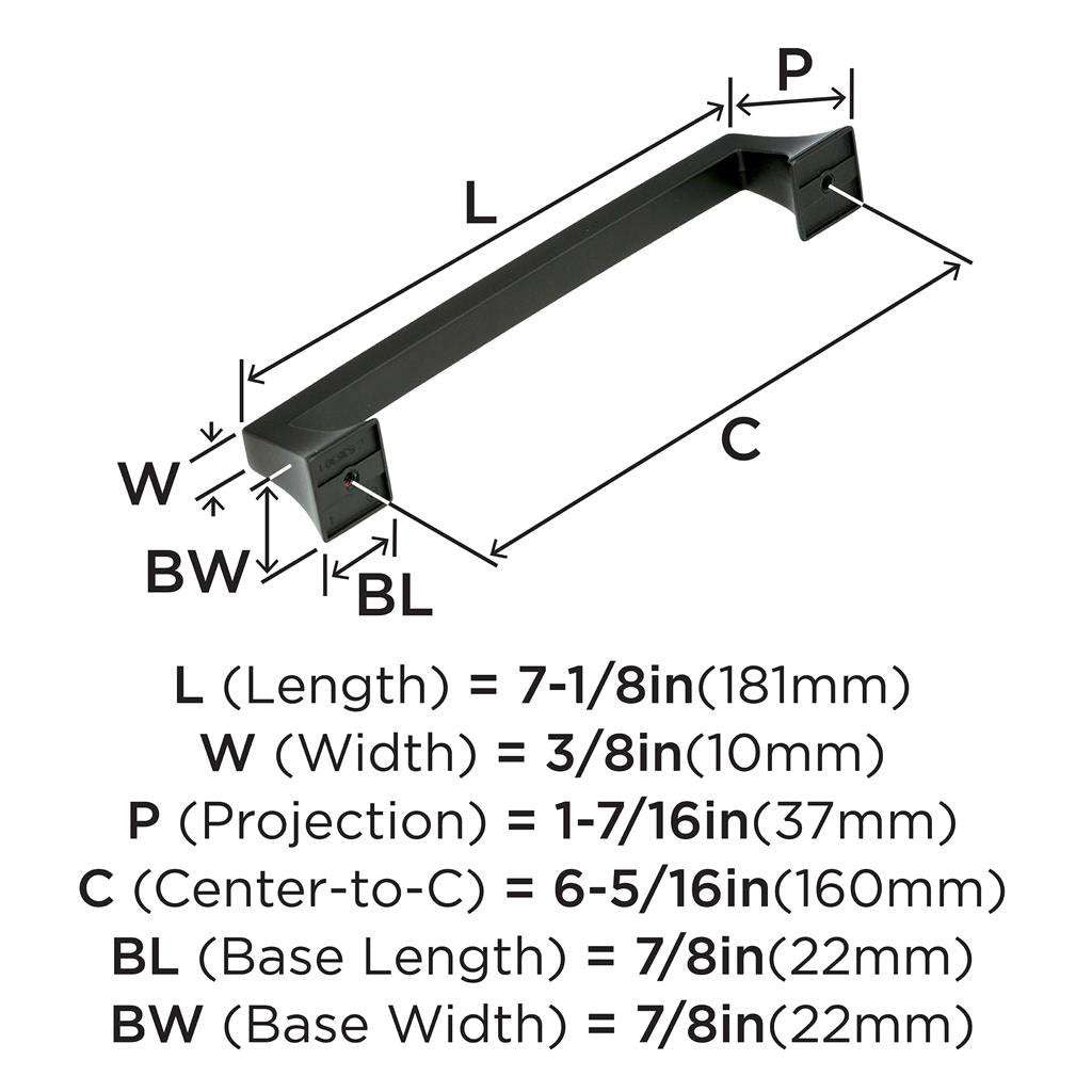 Amerock Mulholland Cabinet Handle Pull in Black Bronze 160mm BP53530BBR Specs