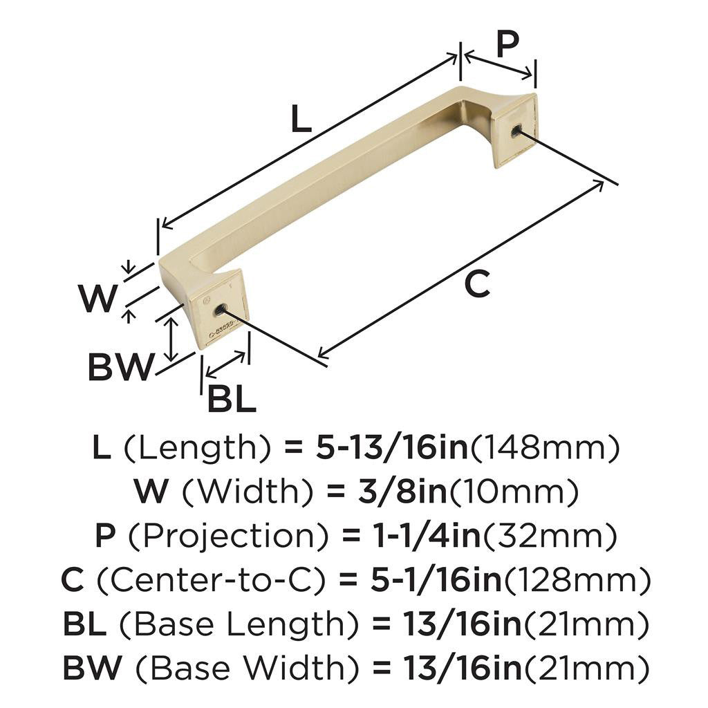 AMEROCK Mulholland Cabinet Handle Pull in Champagne Bronze 128mm BP53029CZ Specs