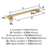 AMEROCK Mulholland Cabinet Handle Pull in Champagne Bronze 256mm BP53536CZ Specs