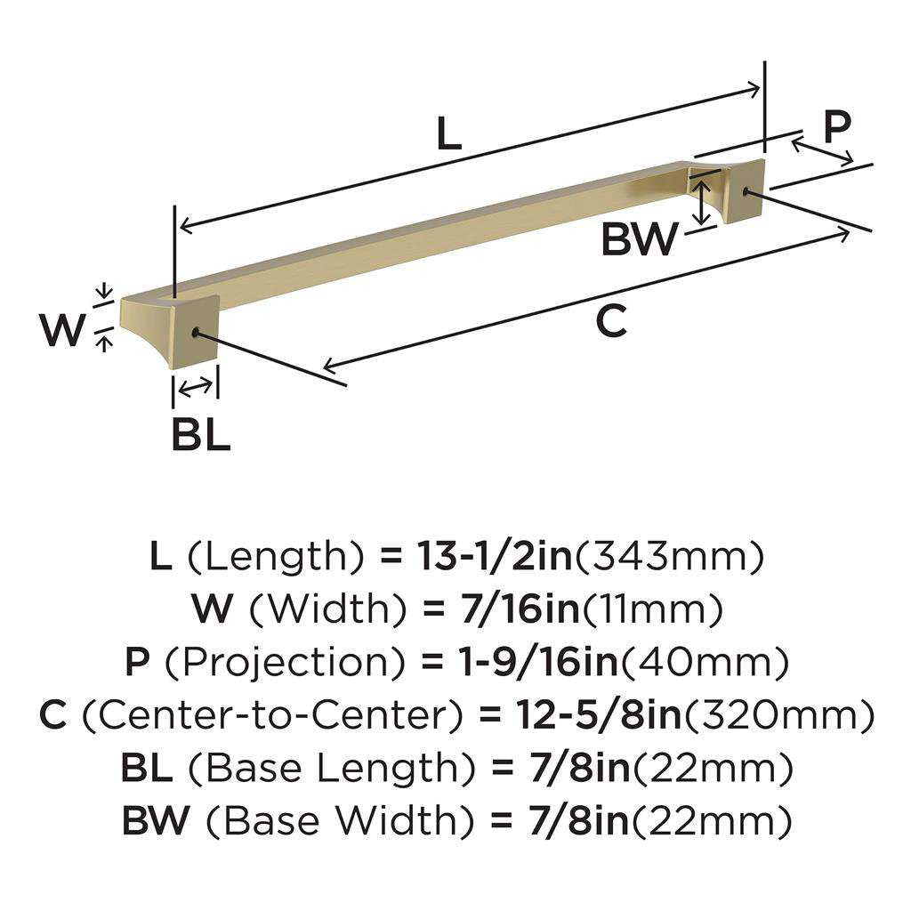 AMEROCK Mulholland Cabinet Handle Pull in Golden Champagne 320mm BP53537BBZ Specs