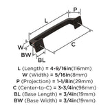 AMEROCK Mulholland Cabinet Handle Pull in Oil Rubbed Bronze 96mm BP53031ORB Specs