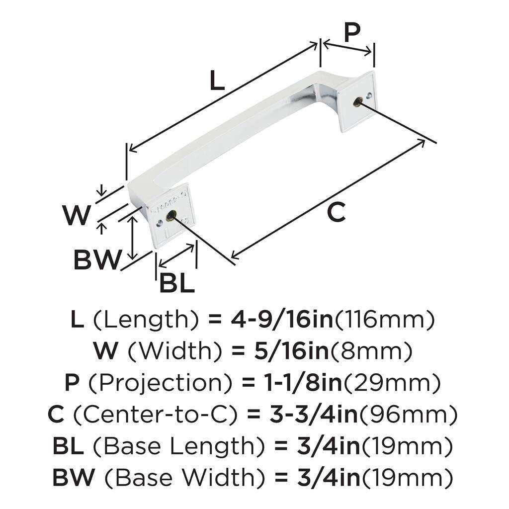 AMEROCK Mulholland Cabinet Handle Pull in Polished Chrome 96mm BP5303126 Specs