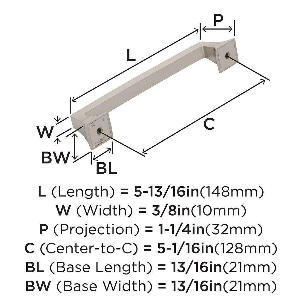 AMEROCK Mulholland Cabinet Handle Pull in Polished Nickel 128mm BP53529PN Specs