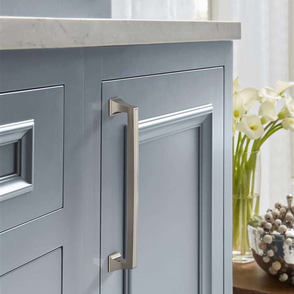 Amerock Mulholland in Polished Nickel on Blue