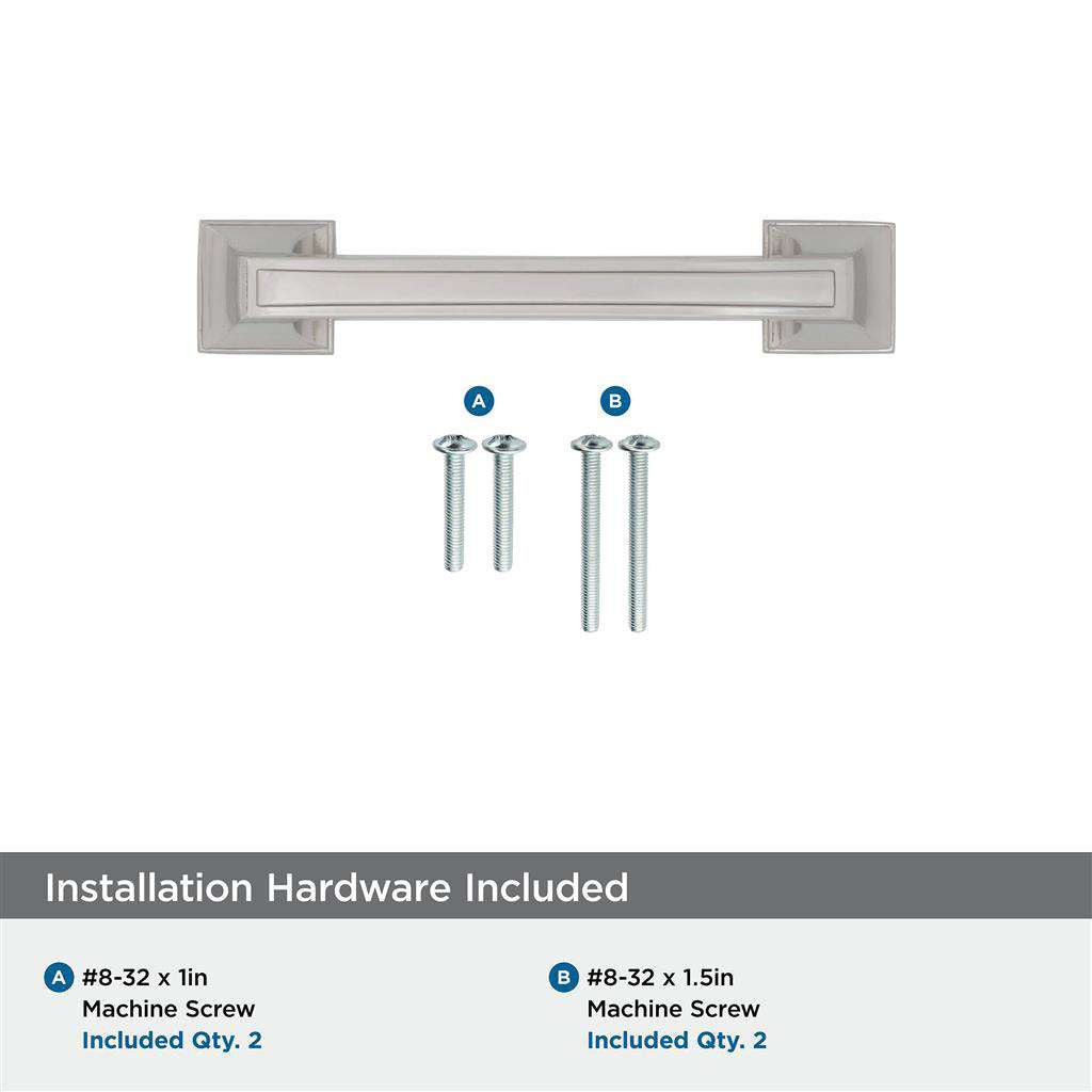 AMEROCK Mulholland Cabinet Handle Pull in Polished Nickel 3" BP53030PN Installation Hardware