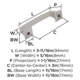 AMEROCK Mulholland Cabinet Handle Pull in Polished Nickel 3" BP53030PN Specs