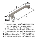 AMEROCK Mulholland Cabinet Handle Pull in Satin Nickel 128mm BP53529G10 Specs