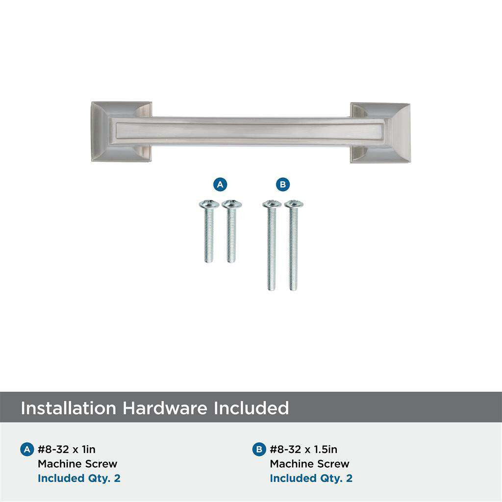 AMEROCK Mulholland Cabinet Handle Pull in Satin Nickel 3" BP53030G10 Installation Hardware