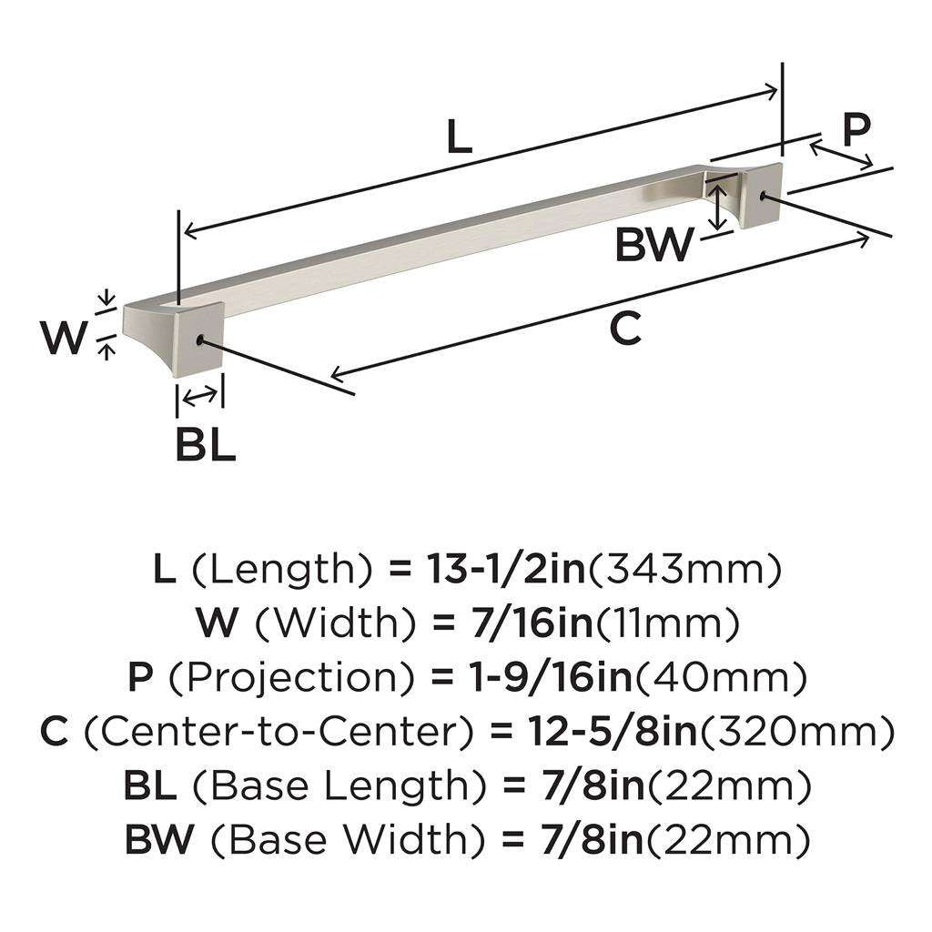 AMEROCK Mulholland Cabinet Handle Pull in Satin Nickel 320mm BP53537G10