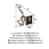 AMEROCK Mulholland Double Robe Hook in Brushed Nickel BH36020G10 Specs