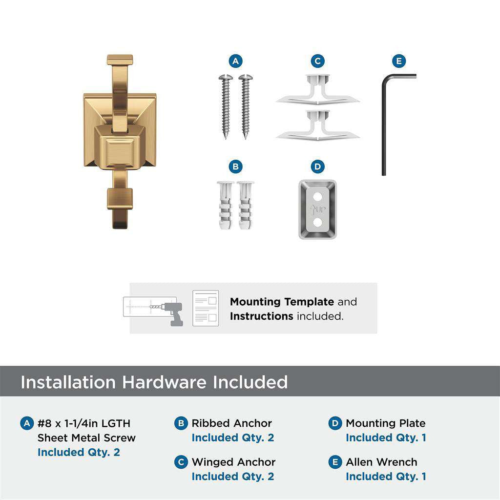 AMEROCK Mulholland Double Robe Hook in Champagne Bronze BH36020CZ Installation Hardware