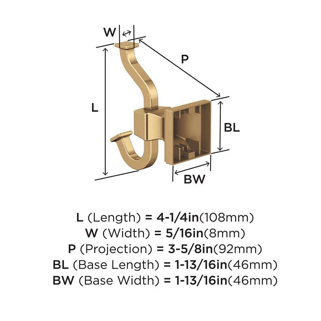 AMEROCK Mulholland Double Robe Hook in Champagne Bronze BH36020CZ Specs