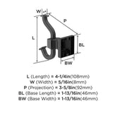 AMEROCK Mulholland Double Robe Hook in Matte Black BH36020MB Specs