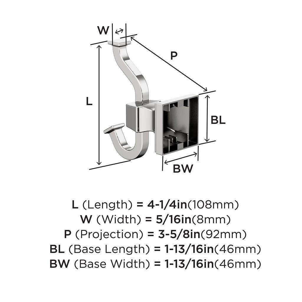 AMEROCK Mulholland Double Robe Hook in Polished Chrome BH3602026 Specs