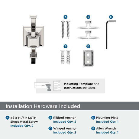 AMEROCK Mulholland Double Robe Hook in Polished Nickel BH36020PN Installation Hardware