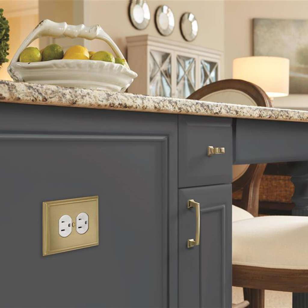 AMEROCK Mulholland Duplex Outlet Wall Plate in Golden Champagne BP36522BBZ Moutned