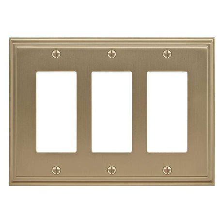 AMEROCK Mulholland GFI Rocker Switch Wall Plate in Golden Champagne Triple BP36520BBZ