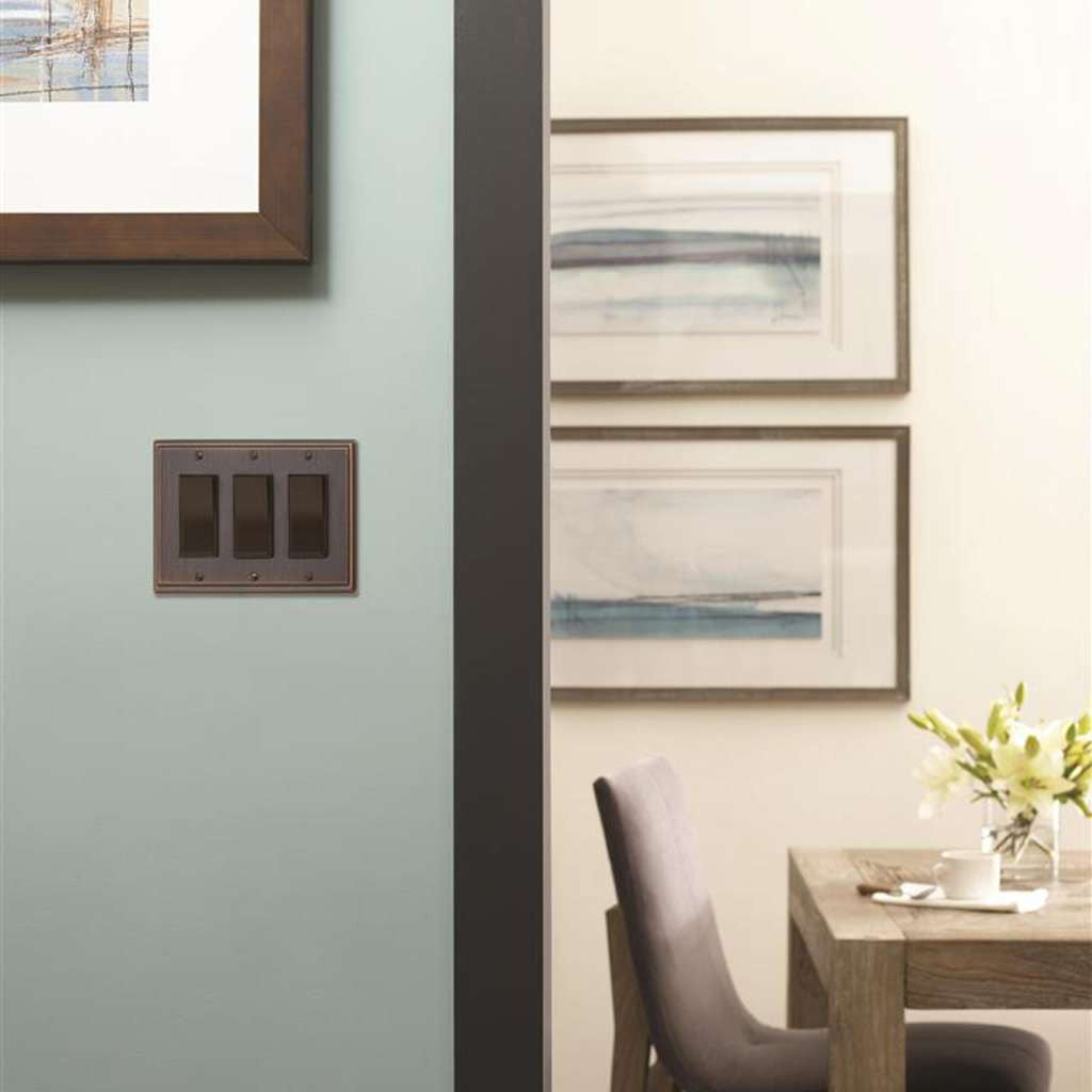 AMEROCK Mulholland GFI Rocker Wall Plate in Oil Rubbed Bronze Triple BP36520ORB Mounted
