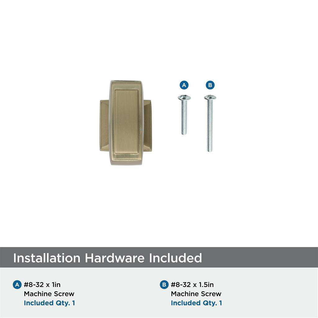 AMEROCK Mulholland Rectangle Cabinet Knob in Golden Champagne 1-1/4" BP53029BBZ Installation Hardware