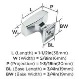 AMEROCK Mulholland Rectangle Cabinet Knob in Polished Chrome 1-1/2" BP53534226 Specs
