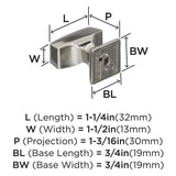 AMEROCK Mulholland Rectangle Cabinet Knob in Polished Nickel 1-1/4" BP53029PN Specs