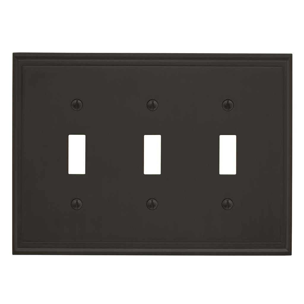 AMEROCK Mulholland Toggle Switch Wall Plate in Black Bronze Triple BP36516BBR