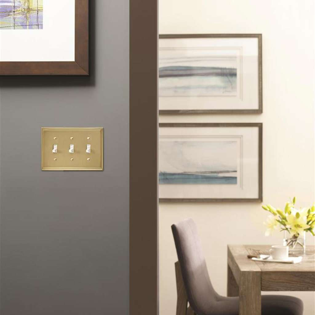 AMEROCK Mulholland Toggle Switch Wall Plate in Golden Champagne Triple BH36516BBZ Mounted