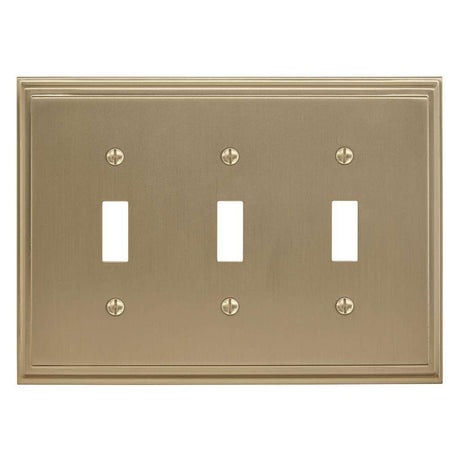 AMEROCK Mulholland Toggle Switch Wall Plate in Golden Champagne Triple BH36516BBZ