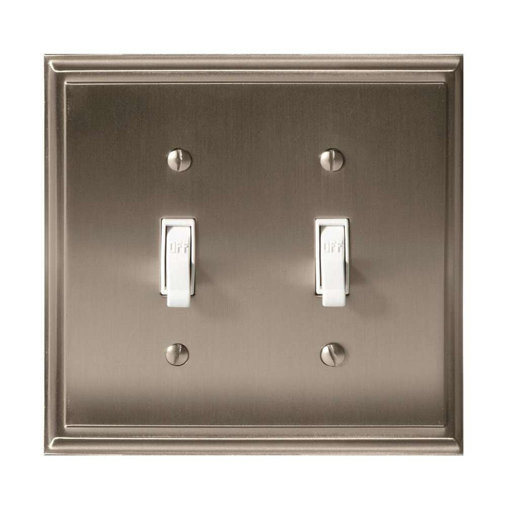 AMEROCK Mulholland Toggle Switch Wall Plate in Satin Nickel Double BH36515G10