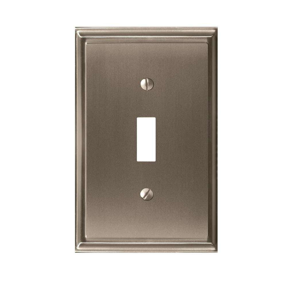 AMEROCK Mulholland Toggle Switch Wall Plate in Satin Nickel Single BH36514G10