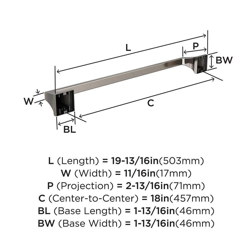 AMEROCK Mulholland Towel Bar in Brushed Nickel 18" BH36023G10 Specs