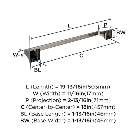 AMEROCK Mulholland Towel Bar in Brushed Nickel 18" BH36023G10 Specs