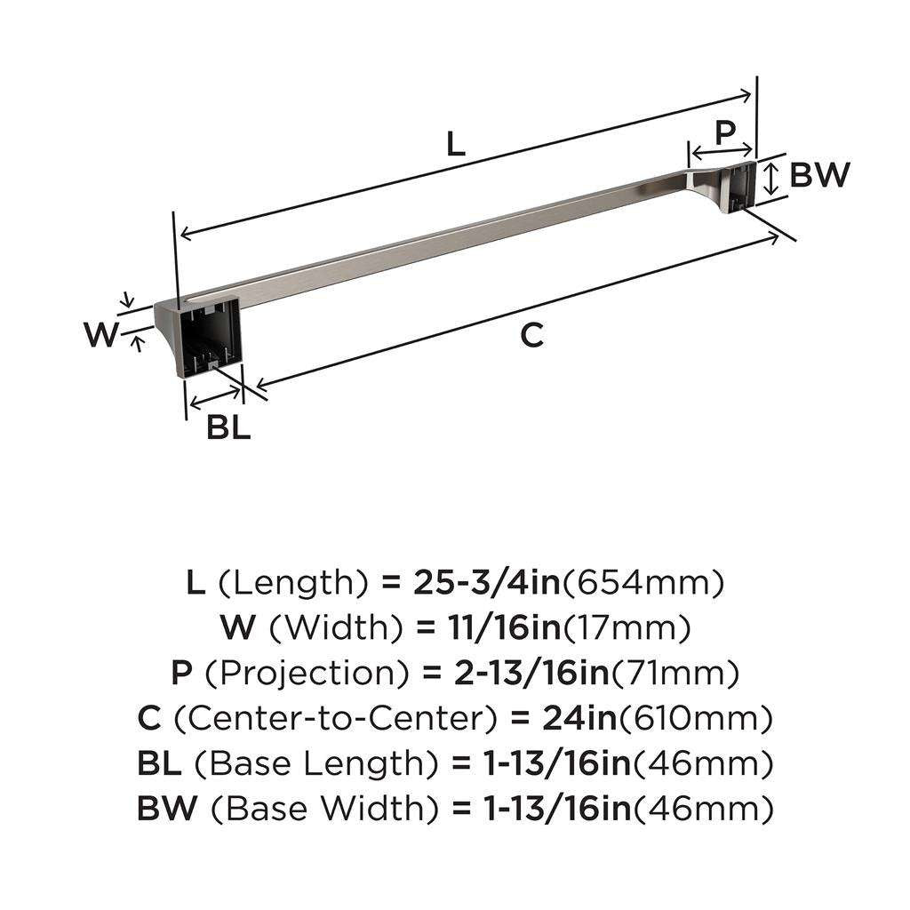 AMEROCK Mulholland Towel Bar in Brushed Nickel 24" BH36024G10 Specs