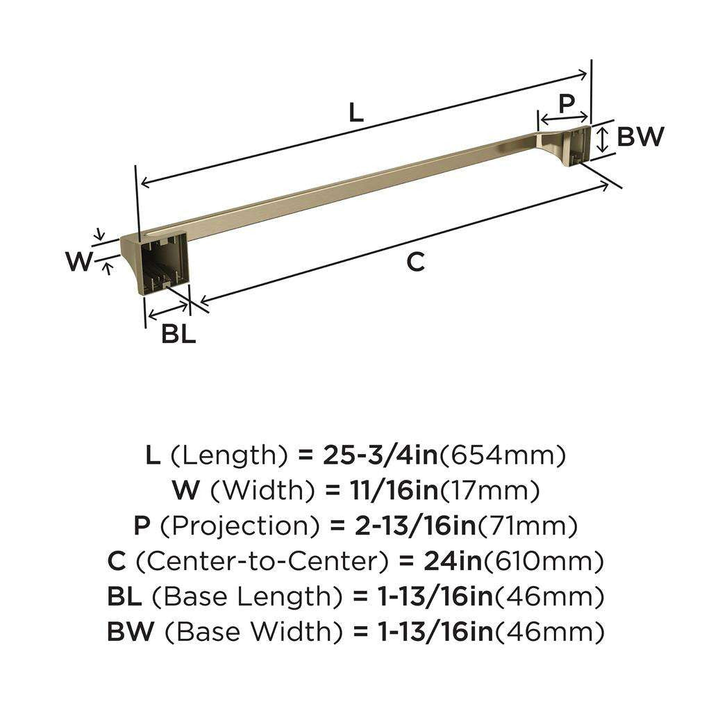 AMEROCK Mulholland Towel Bar in Golden Champagne 24" BH36024BBZ Specs