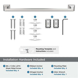 AMEROCK Mulholland Towel Bar in Polished Chrome 18" BH3602326 Installation Hardware