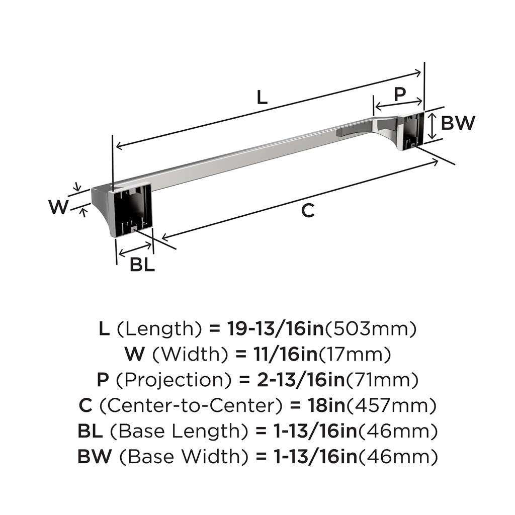 AMEROCK Mulholland Towel Bar in Polished Chrome 18" BH3602326 Specs