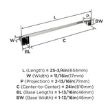 AMEROCK Mulholland Towel Bar in Polished Chrome 24" BH3602426 Specs