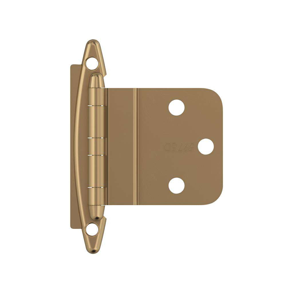 AMEROCK No Spring Face Mount 3/8" Inset Cabinet Hinge (pair) in Champagne Bronze BPR3417CZ Front View