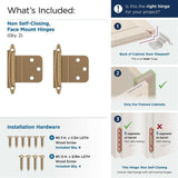 AMEROCK No Spring Face Mount 3/8" Inset Cabinet Hinge (pair) in Champagne Bronze BPR3417CZ What's Included