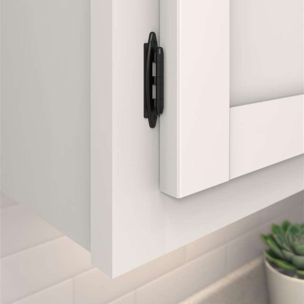 AMEROCK No Spring Face Mount 3/8" Inset Cabinet Hinge (pair) in Flat Black BPR3417FB Mounted