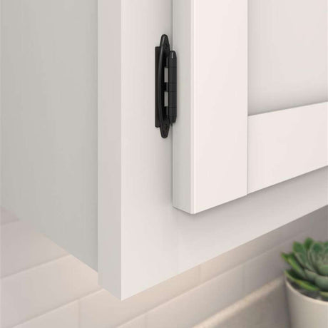 AMEROCK No Spring Face Mount 3/8" Inset Cabinet Hinge (pair) in Flat Black BPR3417FB Mounted