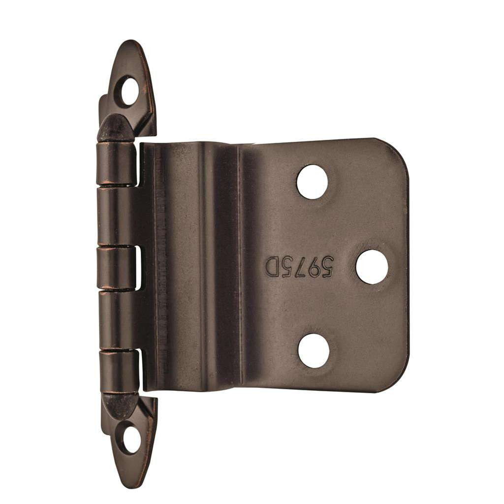 Amerock No Spring Face Mount 3/8" Inset Cabinet Hinge (pair) in Oil Rubbed Bronze BPR3417ORB Angle