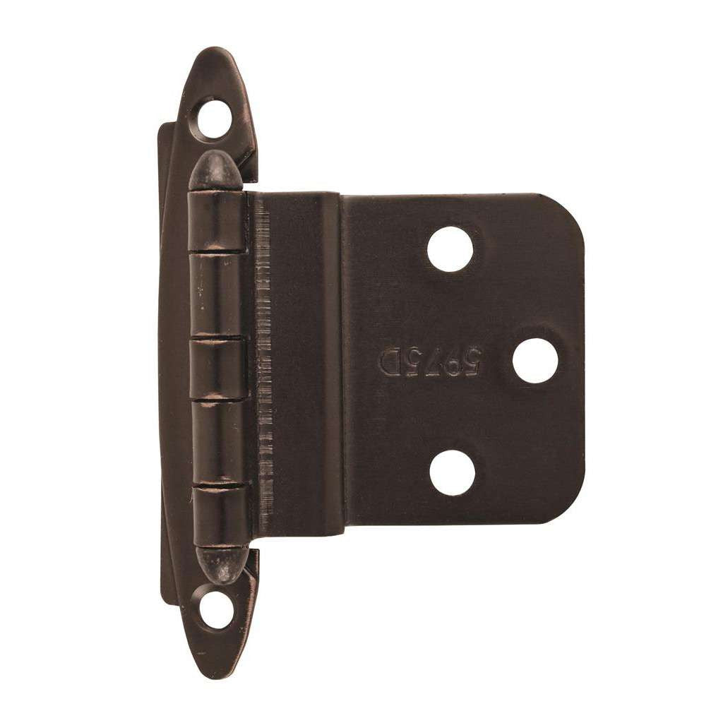 Amerock No Spring Face Mount 3/8" Inset Cabinet Hinge (pair) in Oil Rubbed Bronze BPR3417ORB Front View